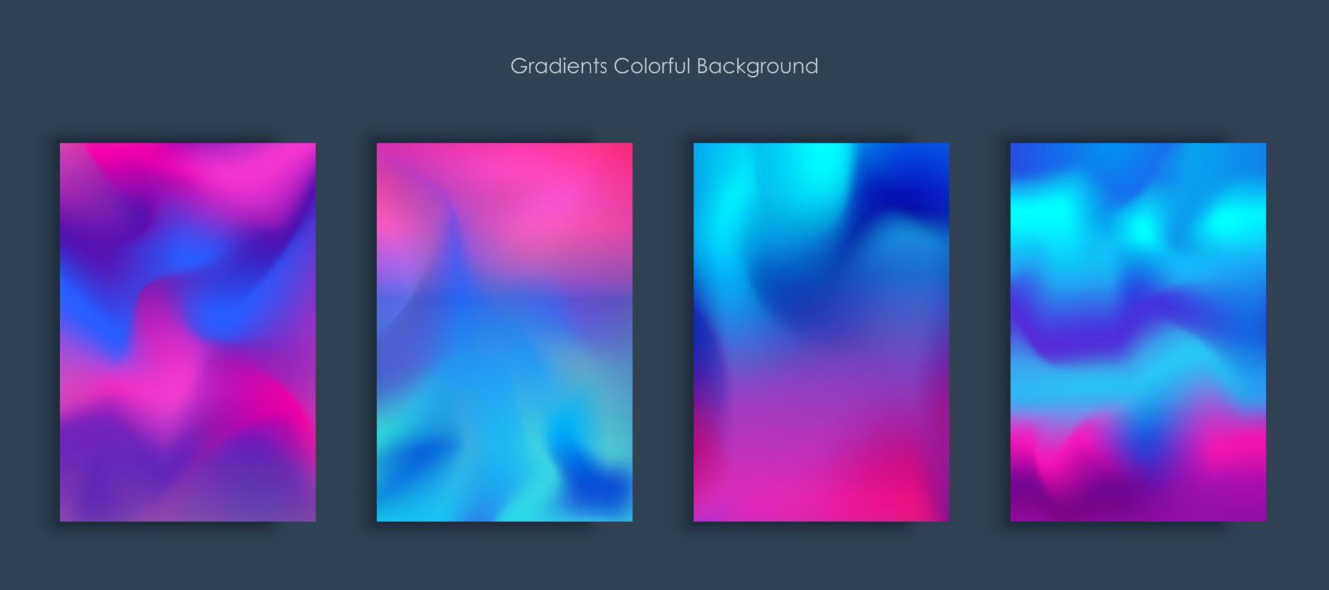 Blurred backgrounds set with modern abstract blurred light color gradient patterns. Smooth templates collection for brochures, posters, banners, flyers and cards vector