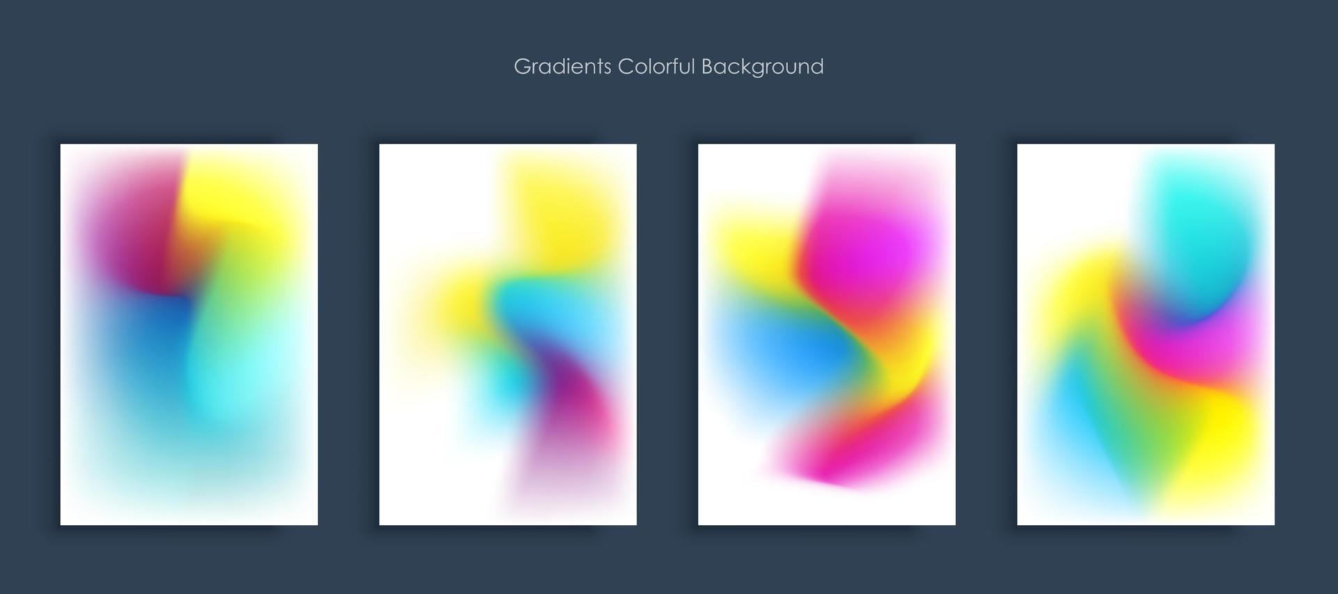 Blurred backgrounds set with modern abstract blurred light color gradient patterns. Smooth templates collection for brochures, posters, banners, flyers and cards vector