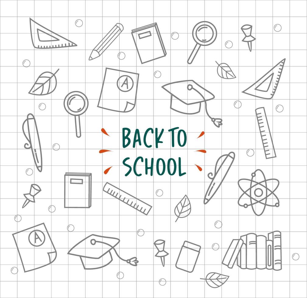 Back to school line art doodles illustration vector