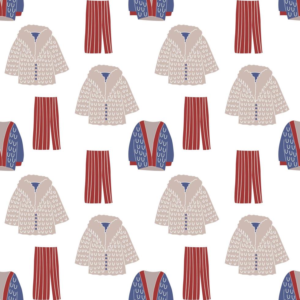 A seamless pattern of winter clothing. vector illustration