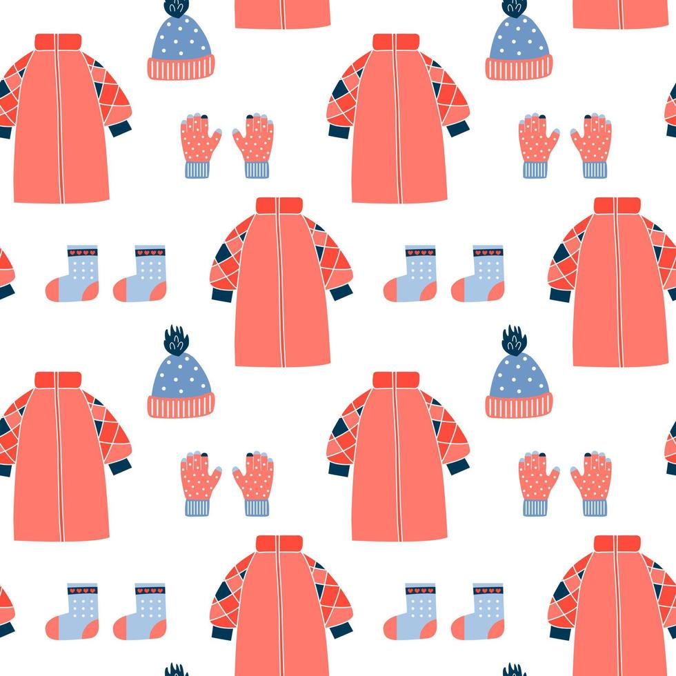 Seamless pattern with winter outerwear. vector illustration