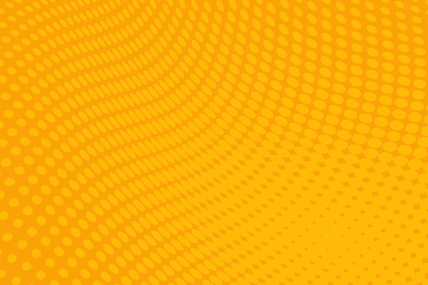 Yellow pop art background with halftone dots in retro comic style. Vector illustration.