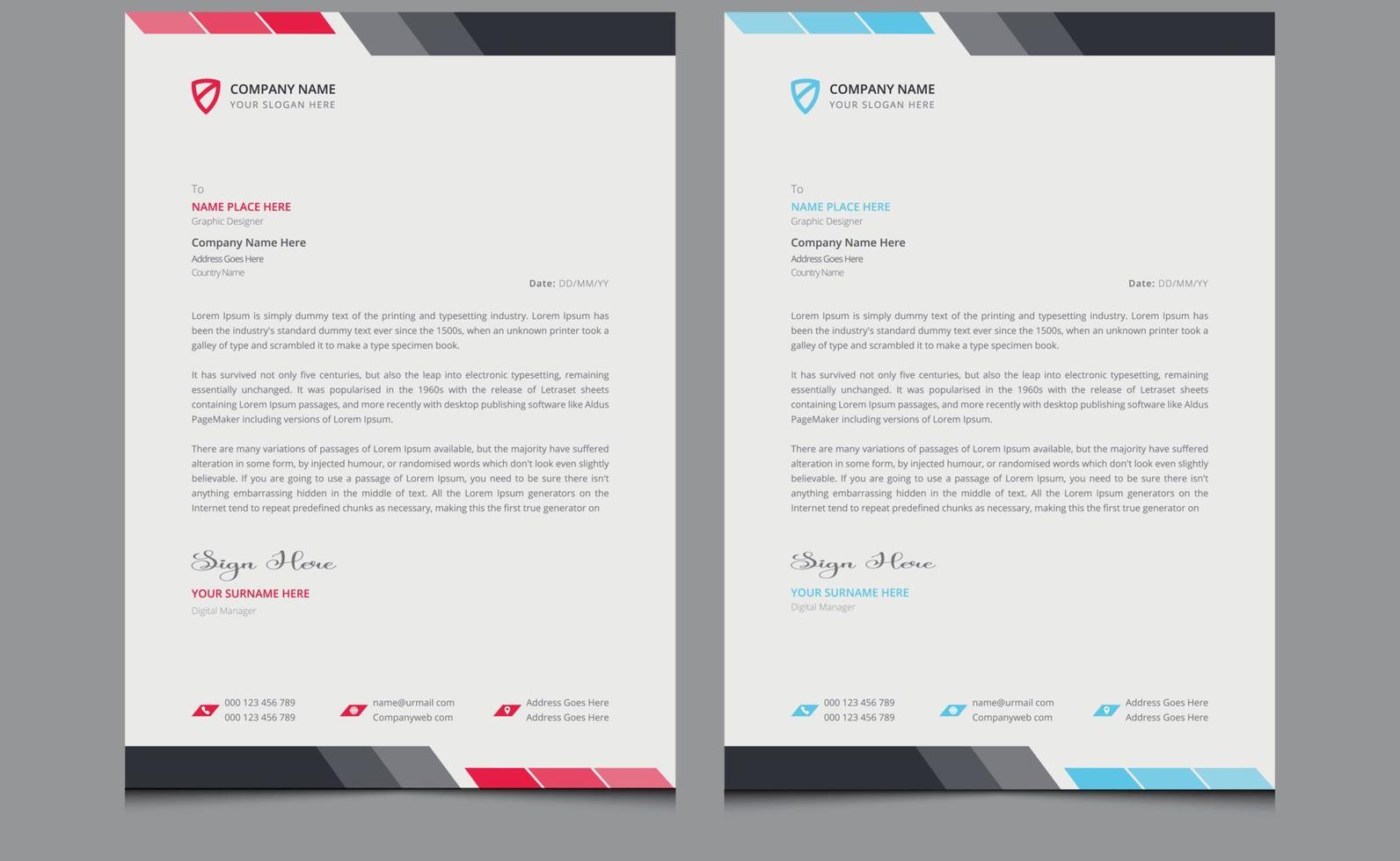 Abstract clean elegant simple company office creative corporate clean modern professional business letterhead design template. vector