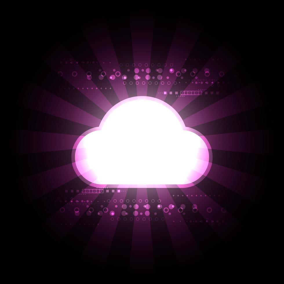 Abstract pink vector digital wireless technology background with cloud shape and sunbeam lights effect on dark backdrop for Hitech background