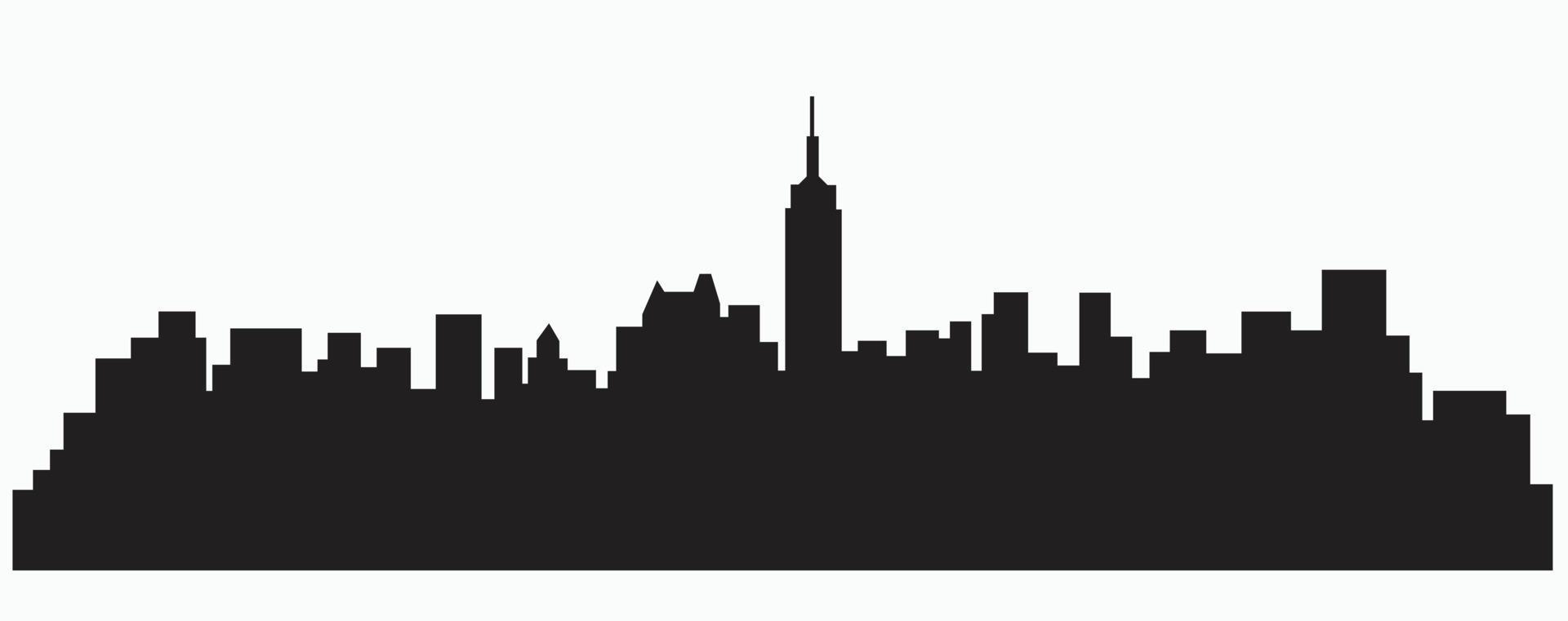 Modern City Skyline silhouette outline drawing on white background. vector