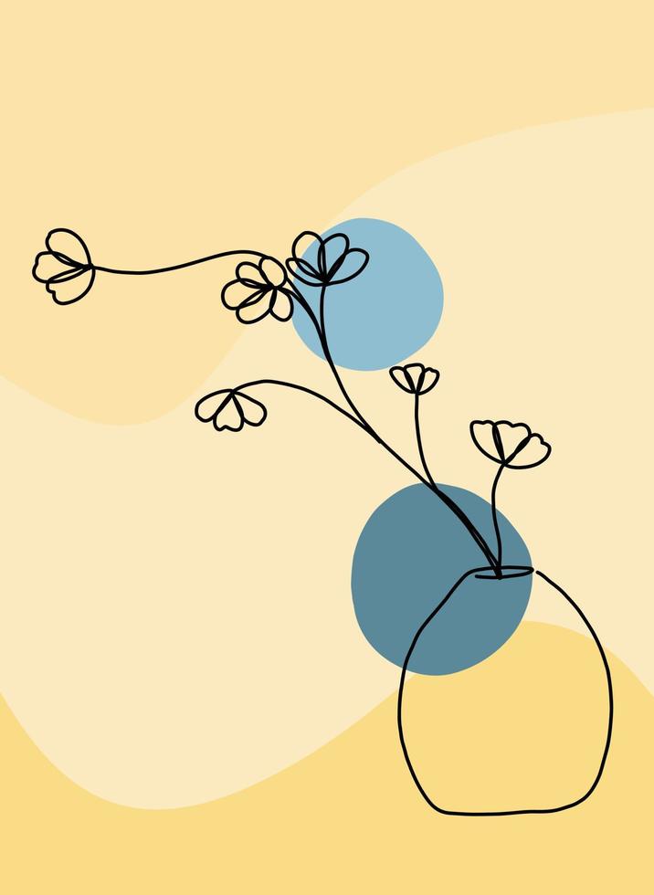 Simplicity flower freehand continuous line drawing flat design. vector