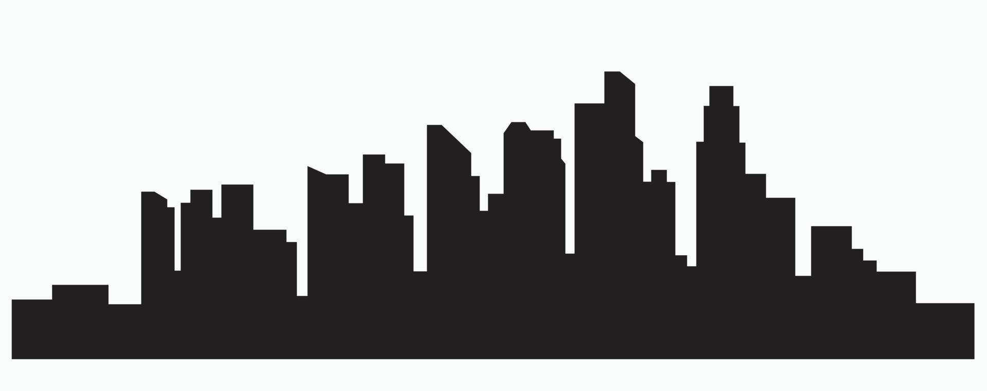 Modern City Skyline silhouette outline drawing on white background. vector