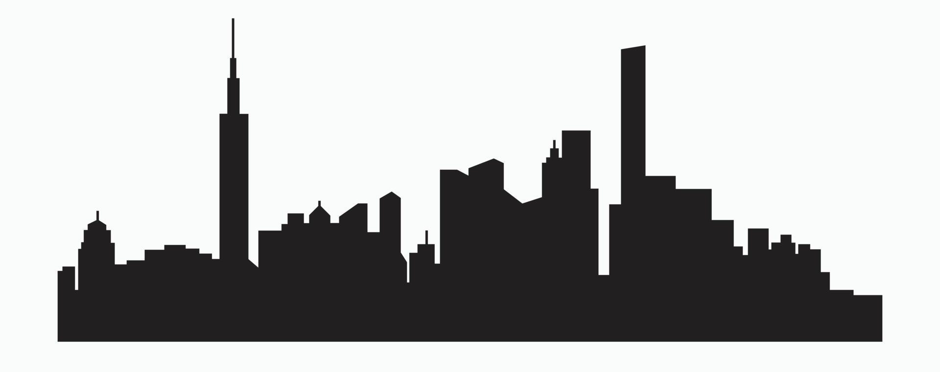 Modern City Skyline silhouette outline drawing on white background. vector