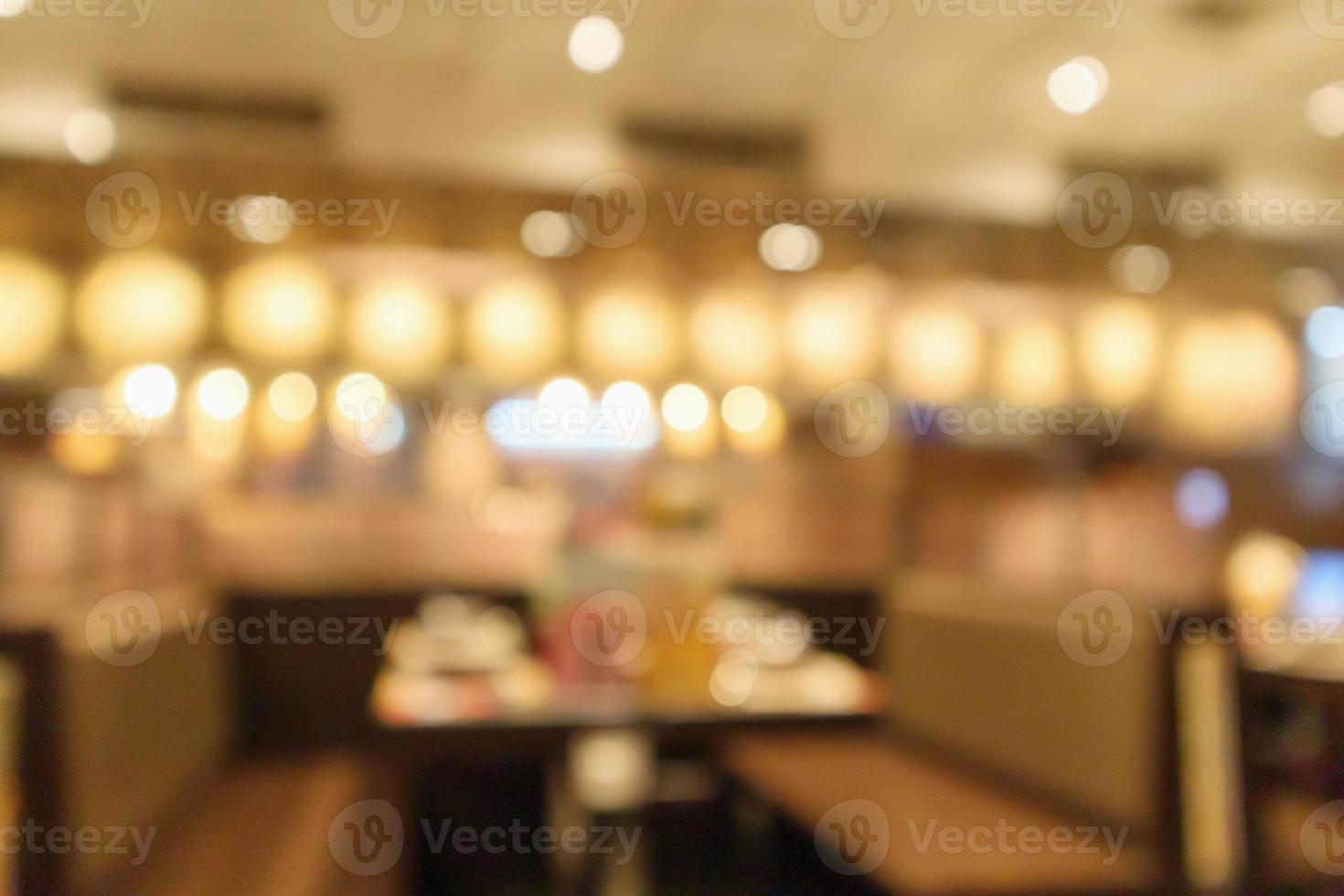 Restaurant interior blur abstract vintage style bokeh light for montage product display background photo