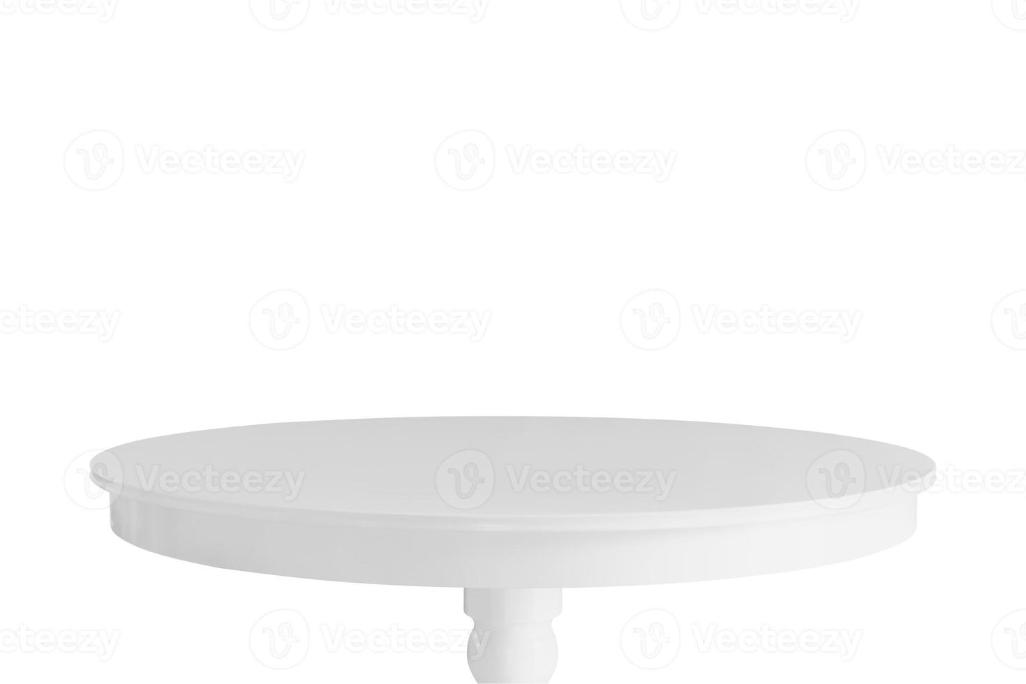 White antique wood round table top isolated on white background photo