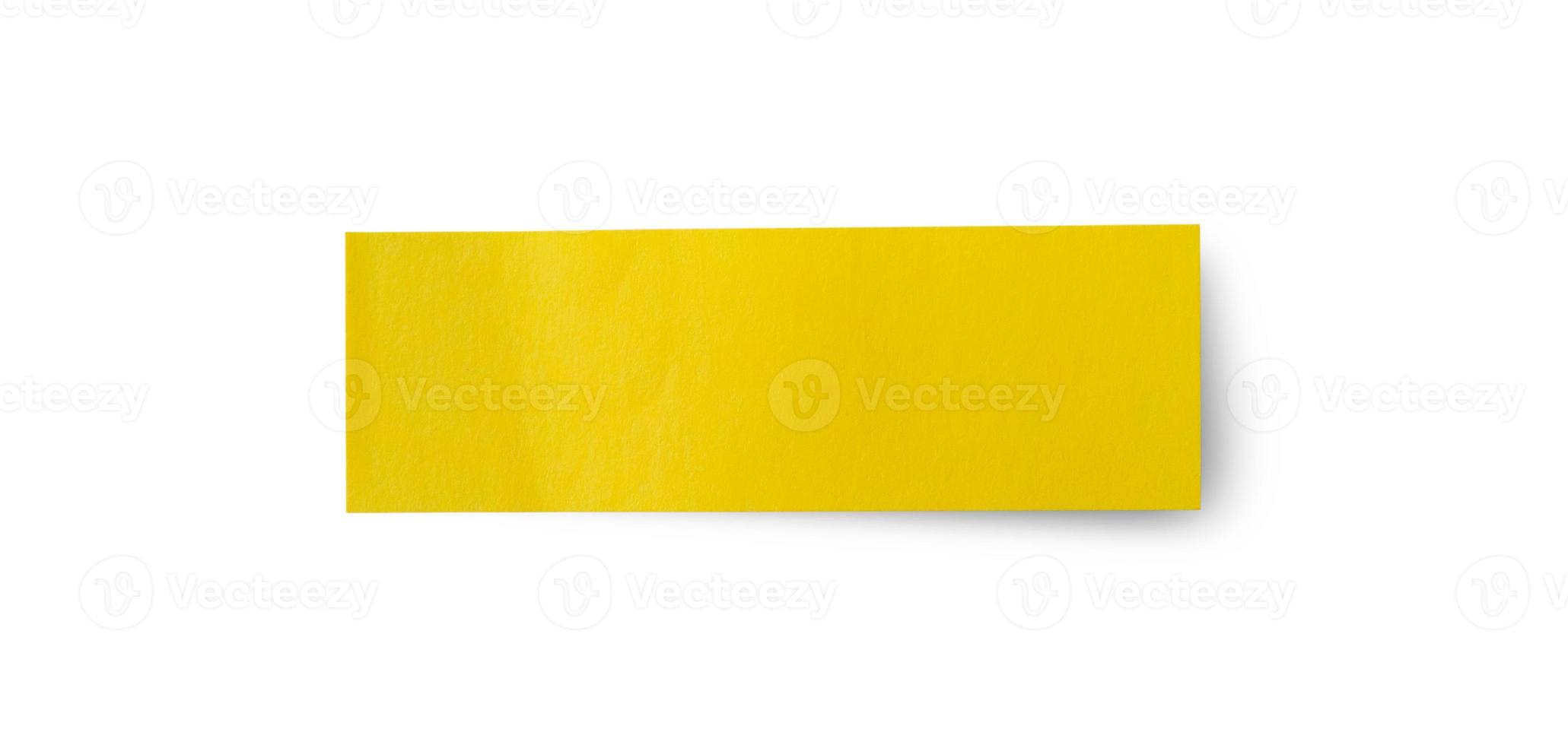 Yellow post note paper sticker isolated on white background photo