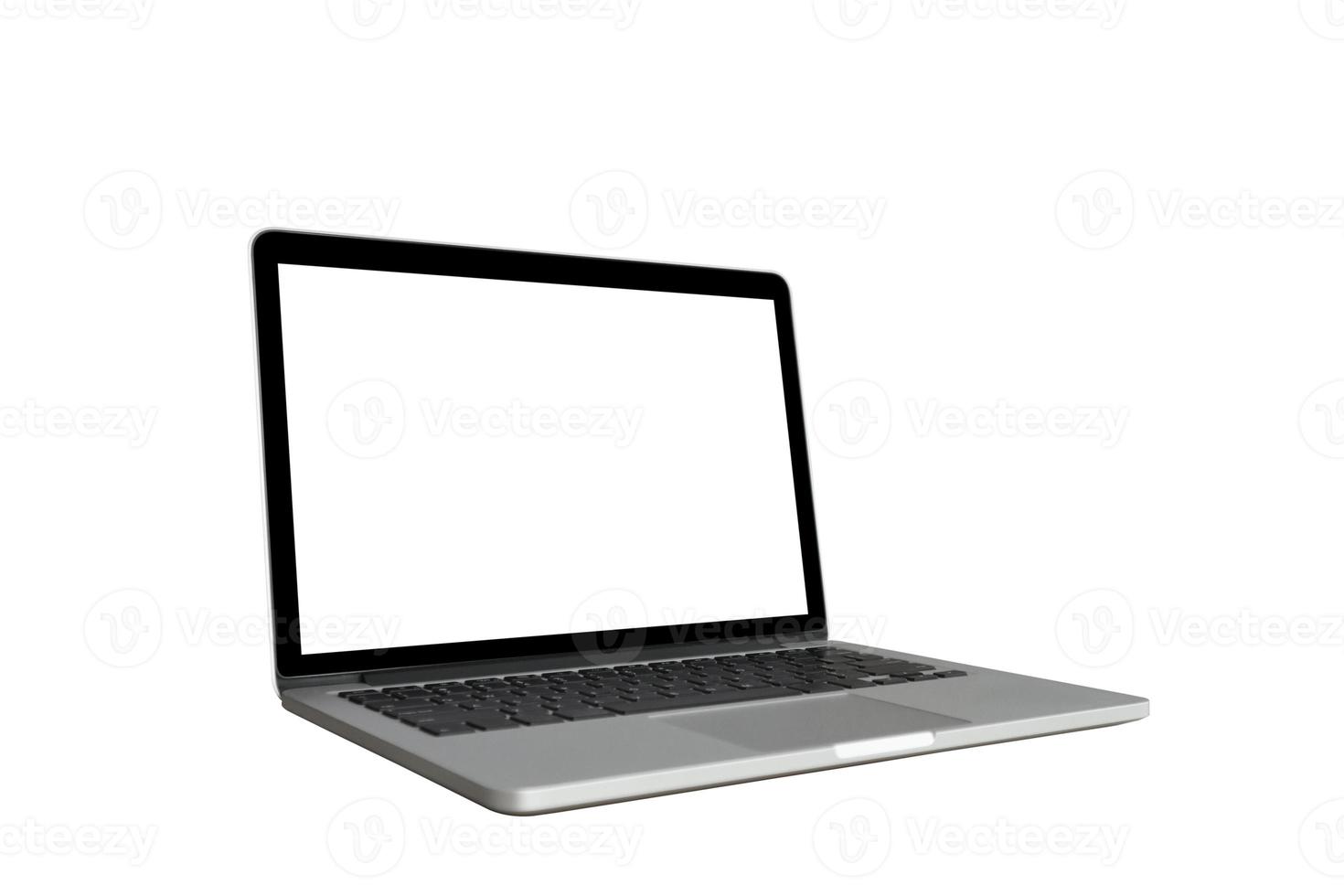Laptop computer with blank screen isolated on white background photo