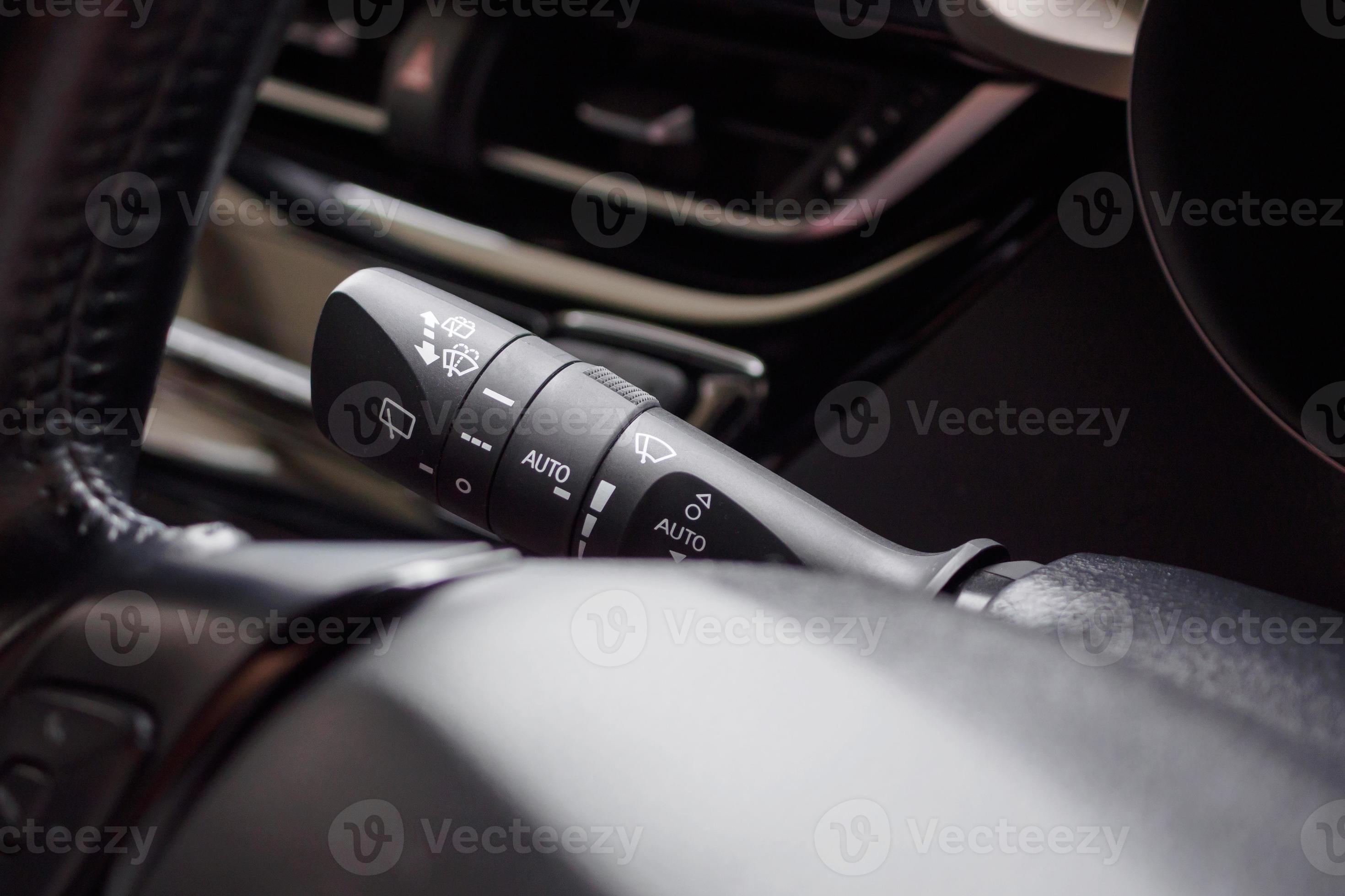 car windshield rain wiper control switch close up 12601968 Stock Photo