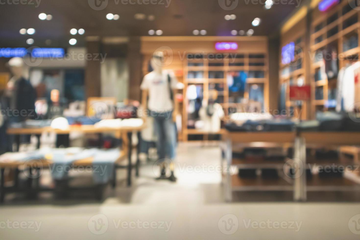 Abstract blur clothing store in modern shopping mall defocused background photo