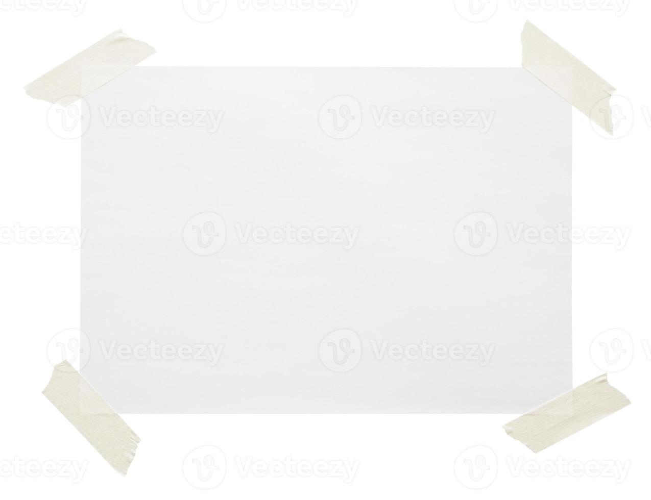 blank note paper with adhesive tape isolated on white background photo