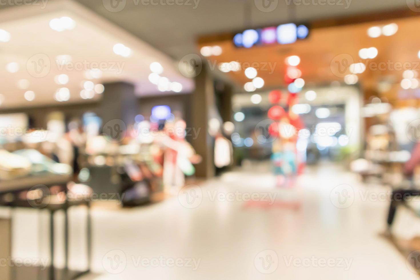 boutique de ropa borrosa abstracta mostrar interior del fondo del centro comercial foto