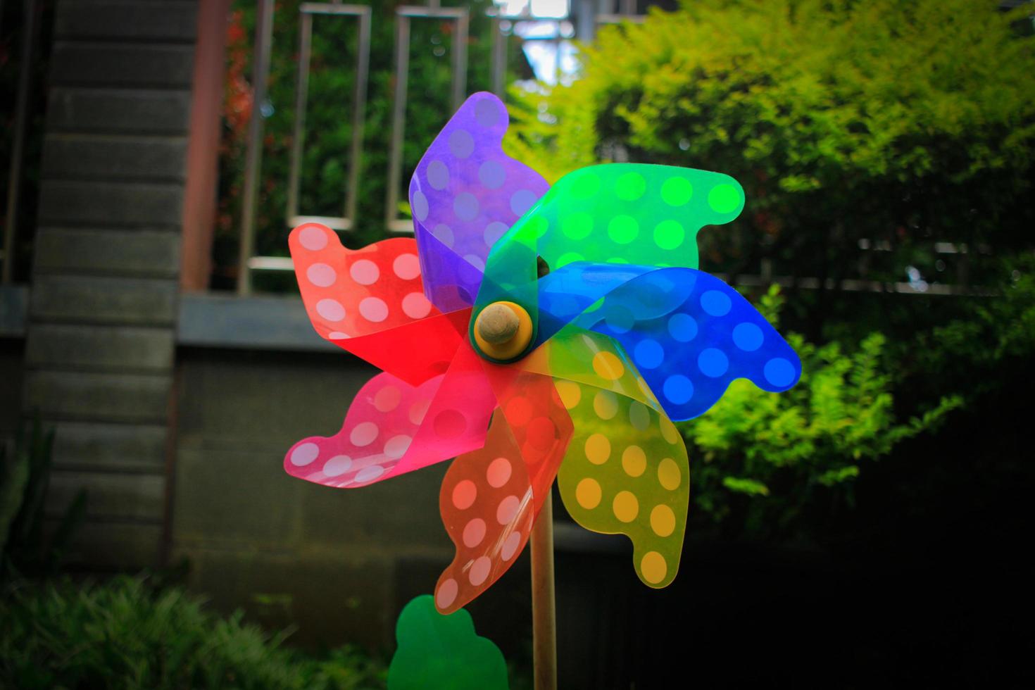 Toy windmill concept of green energy wind farm in field 12603542 Stock