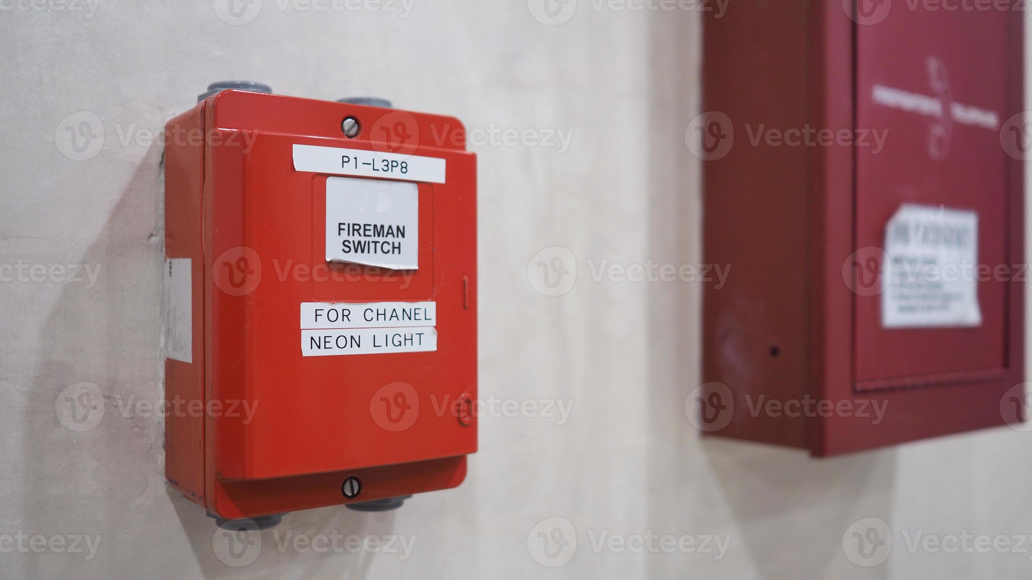 Fireman switch or Fire alarm or bell warning equipment.In the building