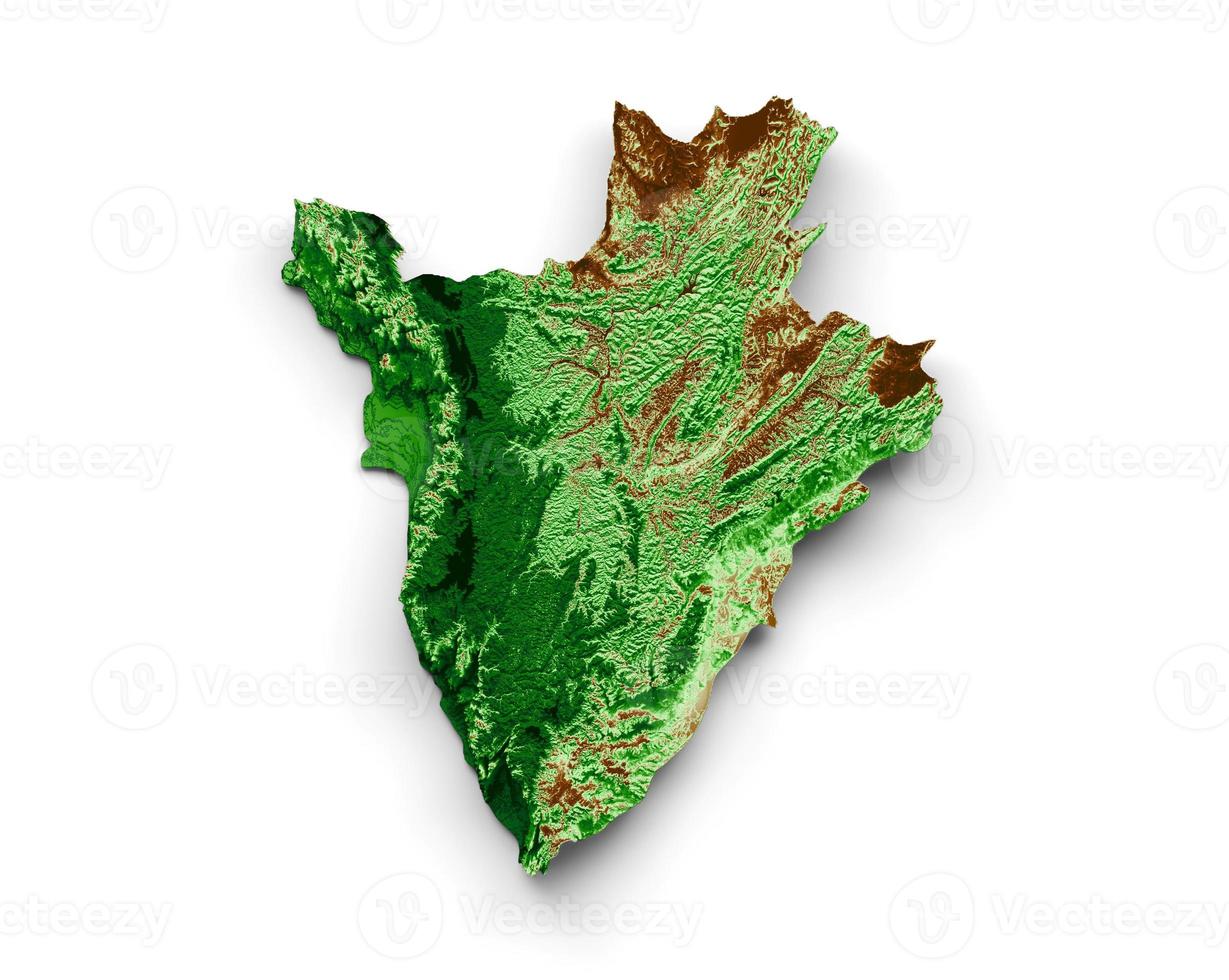 Burundi Topographic Map 3d realistic map Color 3d illustration photo