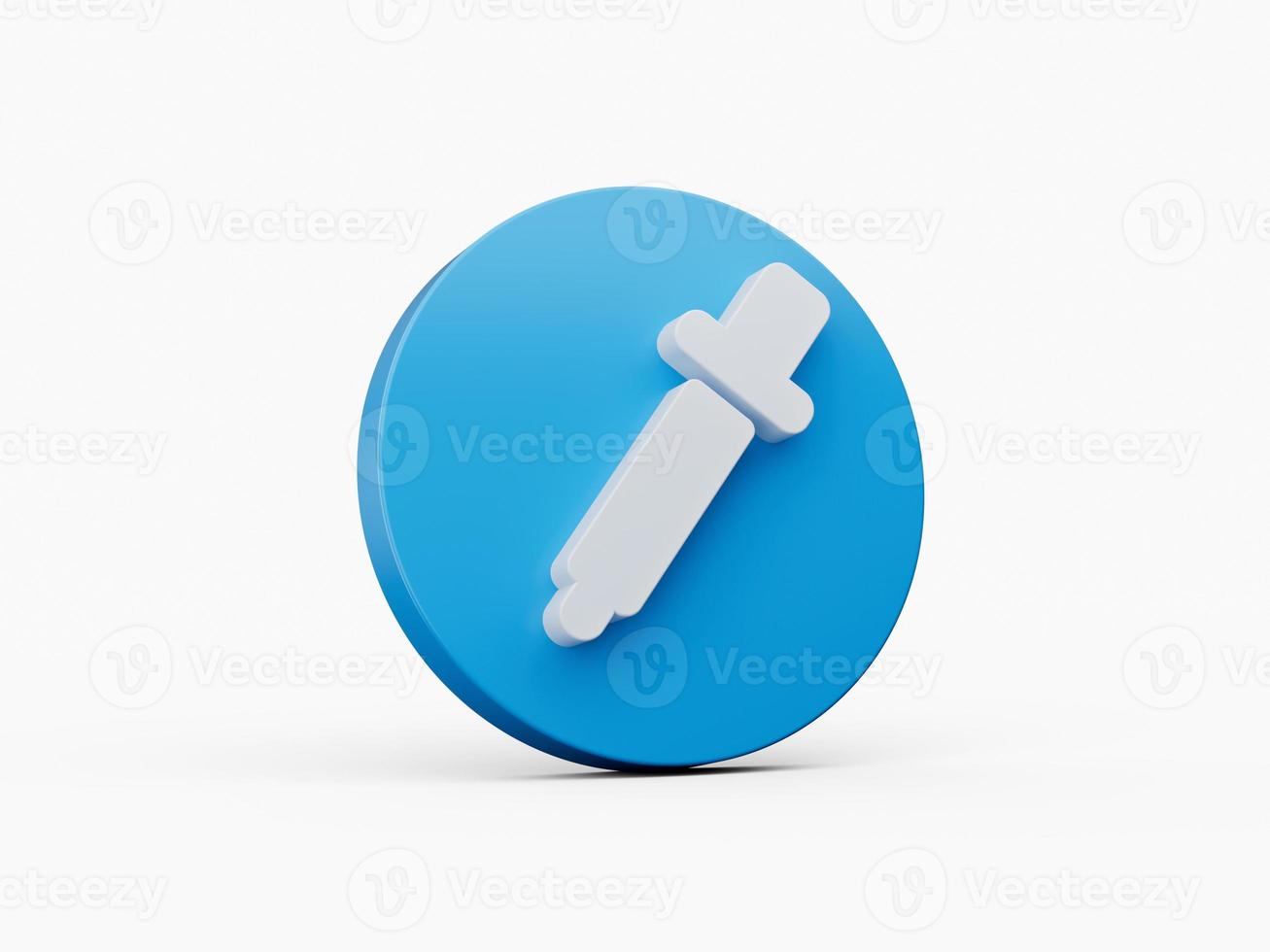 Dropper icon 3d isometric isolated on white background. Blue Round shape Web Design Graphic. Notification Icon 3d illustration photo