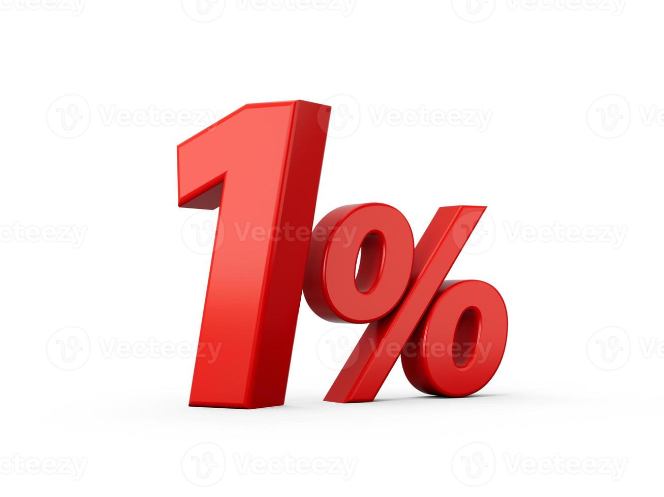 3d Red Discount one 1 Percent Sign on White Background, Special Offer 1 3d illustration photo