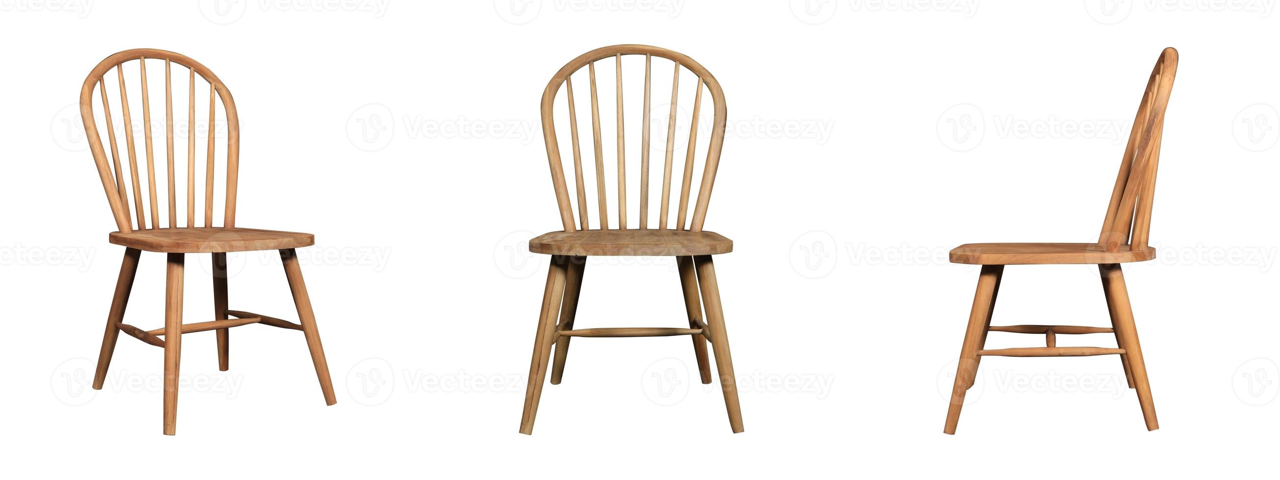 single wood chair at different angles isolated on white background. series of furniture photo