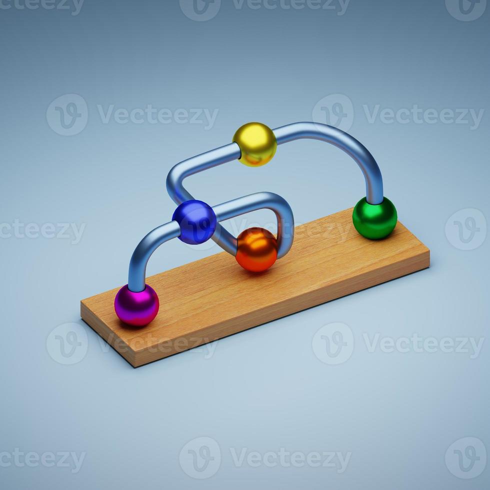 3d rendered wooden metallic wire game perfect for design project photo