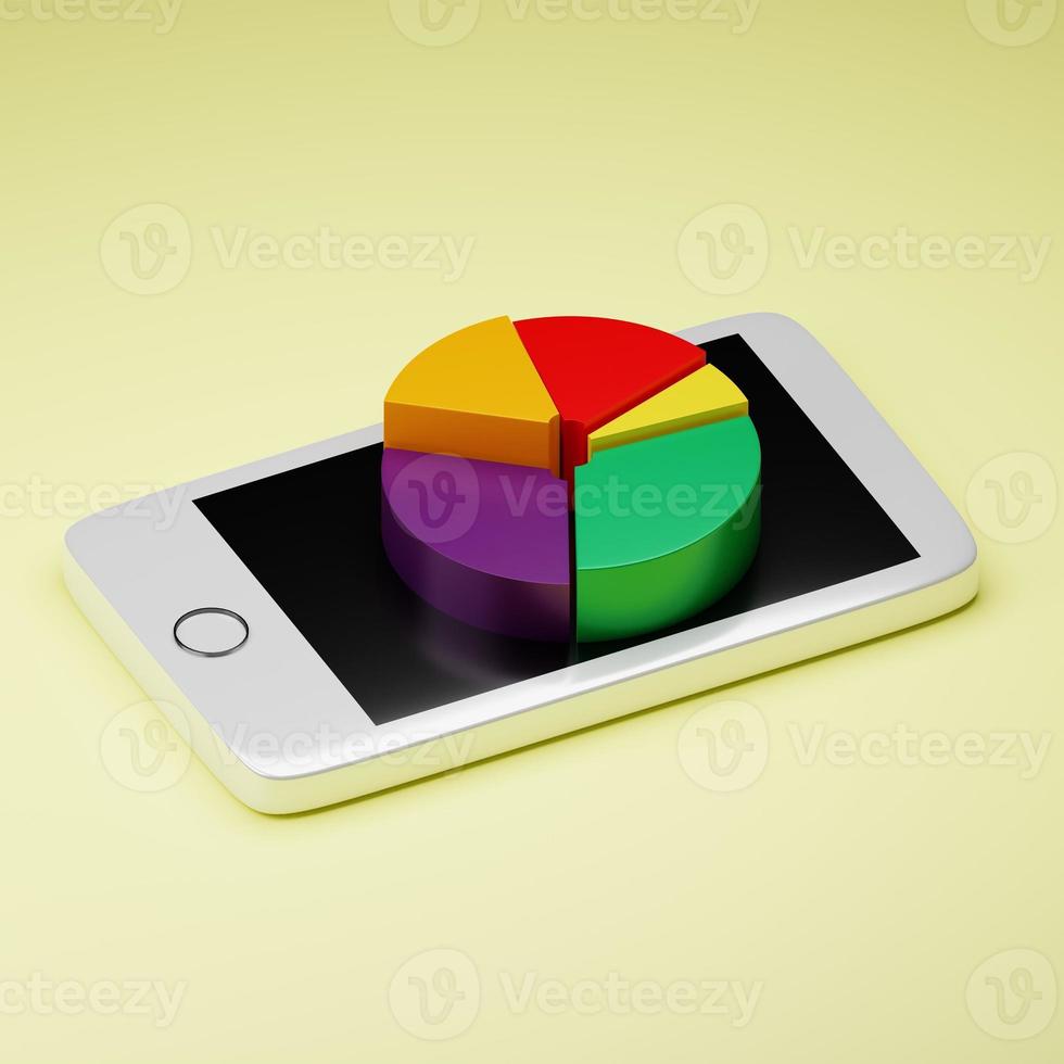 3d rendered pie chart on a smartphone perfect for design project photo