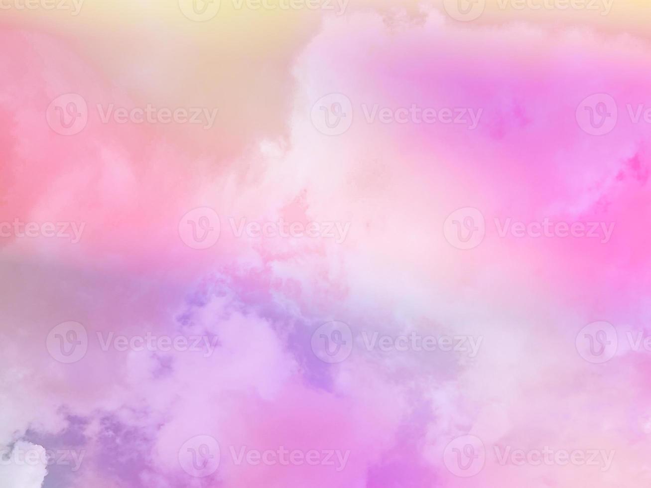 beauty sweet pastel purple pink colorful with fluffy clouds on sky. multi color rainbow image. abstract fantasy growing light photo