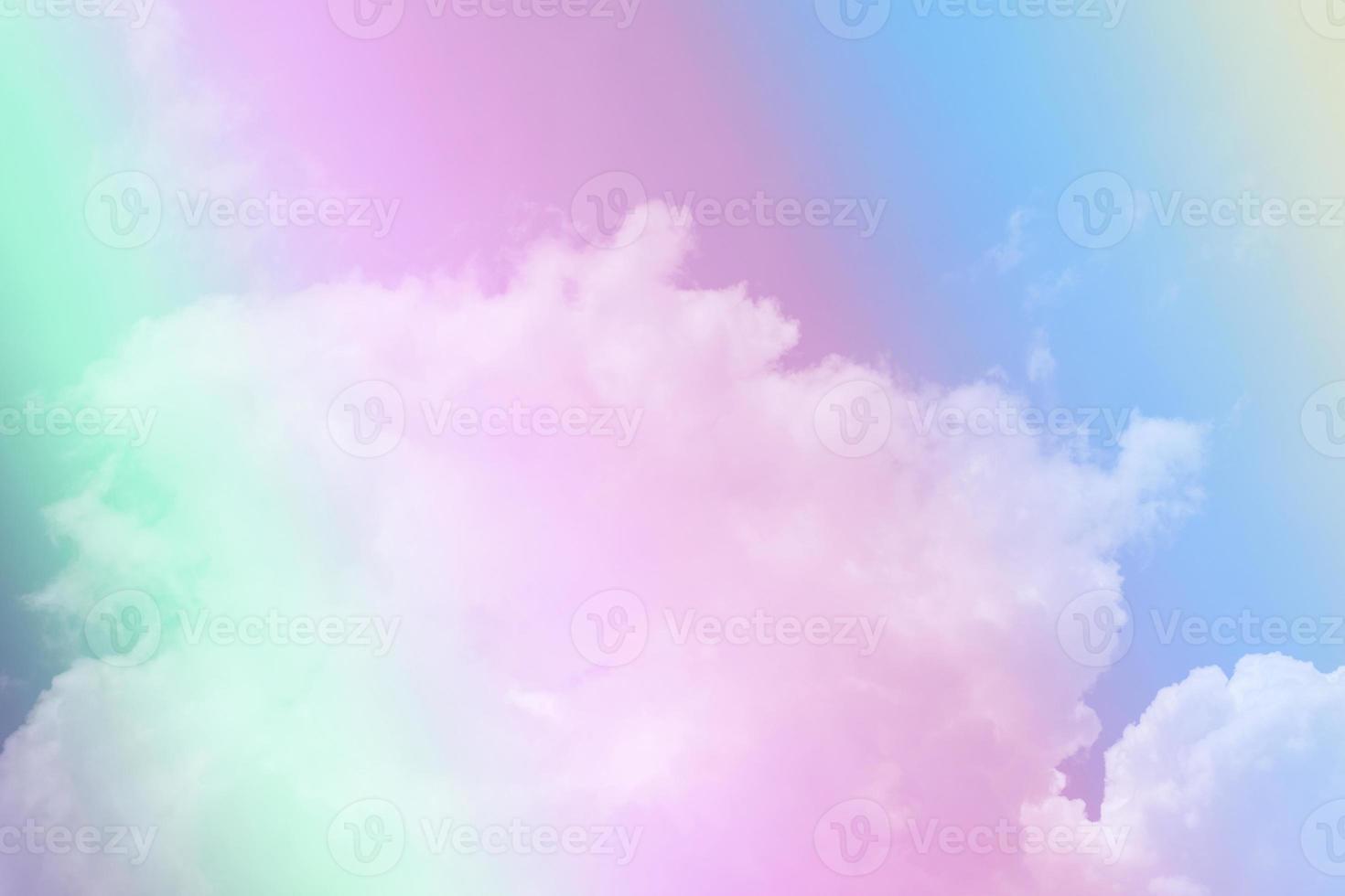 beauty sweet green pink colorful with fluffy clouds on sky. multi color rainbow image. abstract fantasy growing light photo