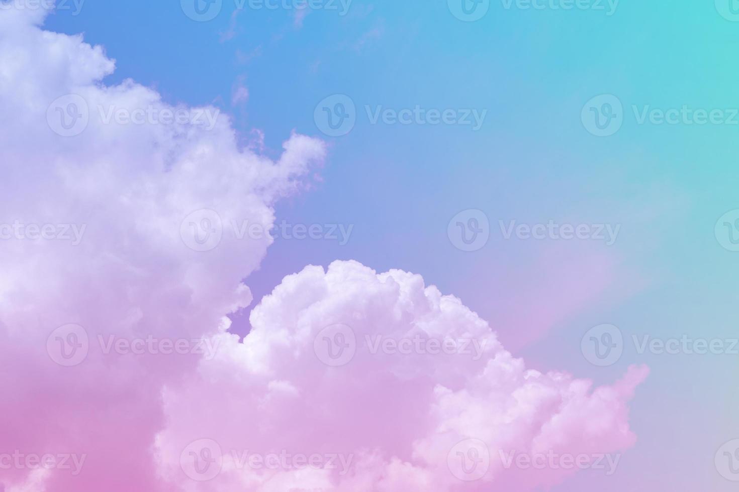 beauty sweet pastel pink blue  colorful with fluffy clouds on sky. multi color rainbow image. abstract fantasy growing light photo