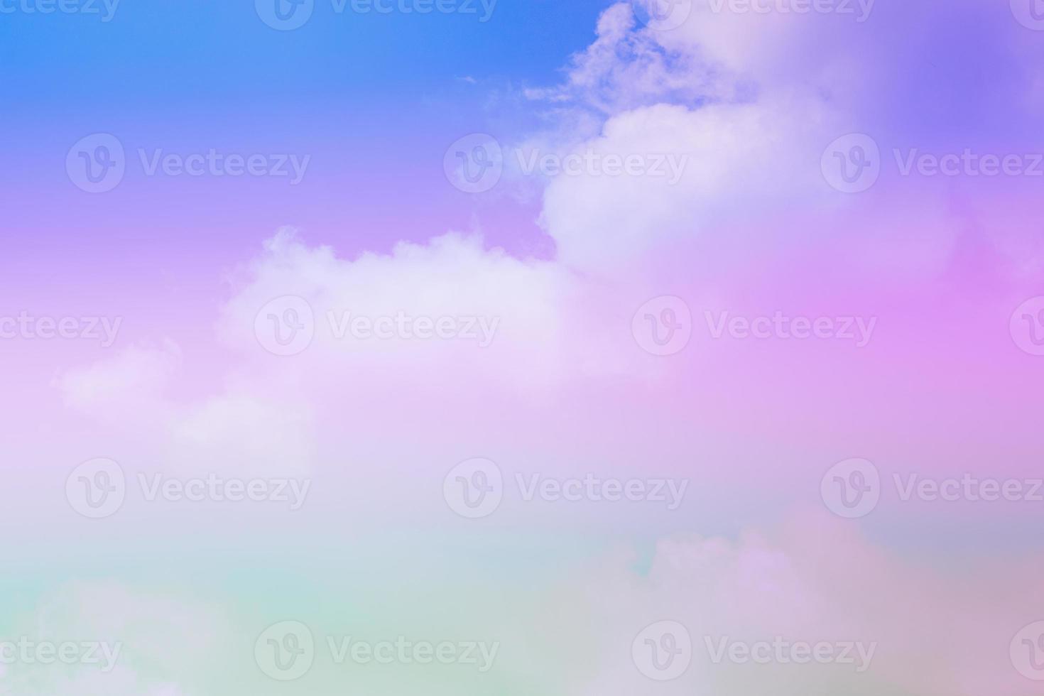 beauty sweet green purple colorful with fluffy clouds on sky. multi color rainbow image. abstract fantasy growing light photo