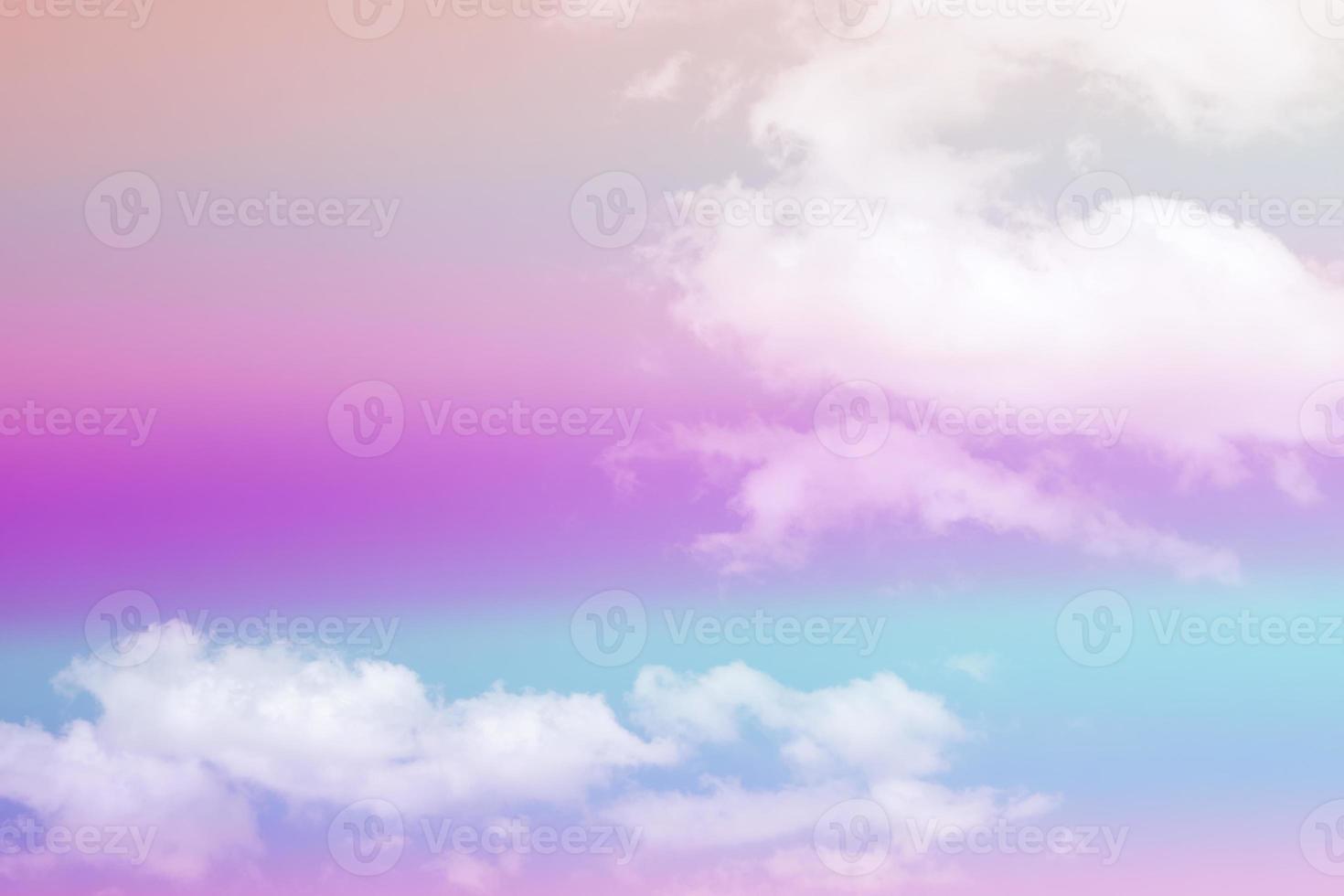 beauty sweet pastel soft orange violet with fluffy clouds on sky. multi color rainbow image. abstract fantasy growing light photo