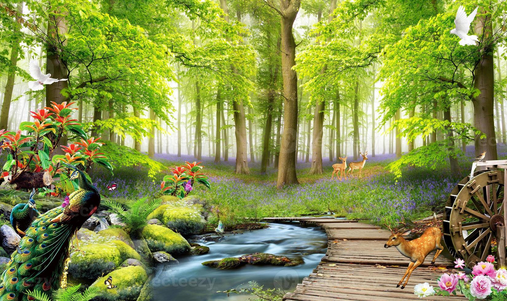 3D Look Forest Way Landscape Wallpaper Mural • Wallmur®