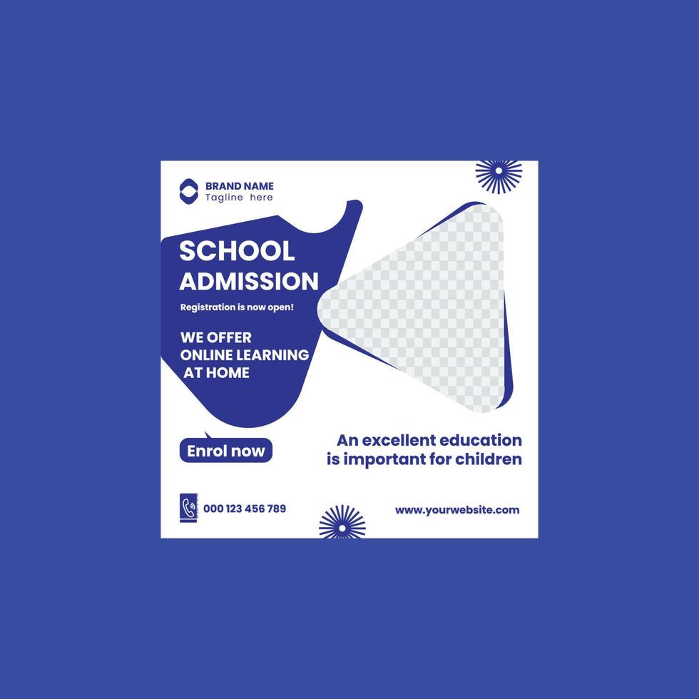 school admission social media post banner vector