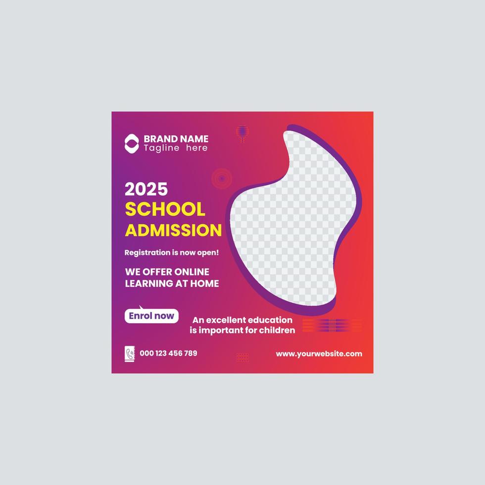 school admission social media post banner vector