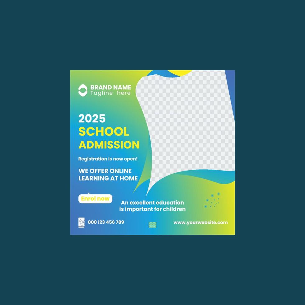 school admission social media post banner vector