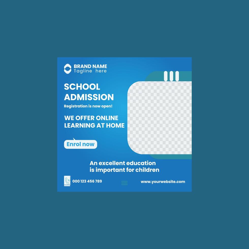 school admission social media post banner vector