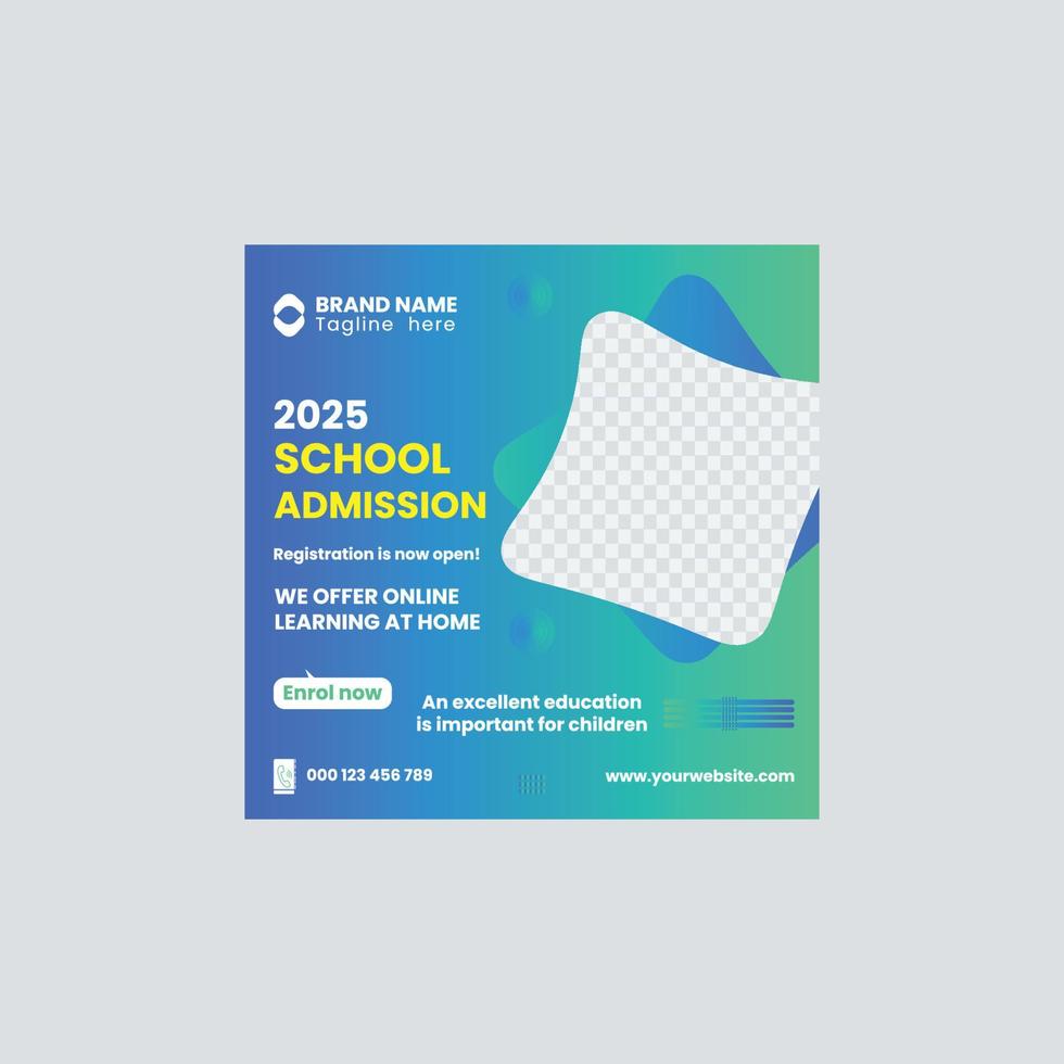 school admission social media post banner vector