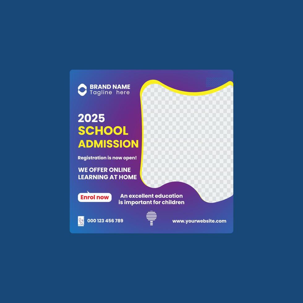 school admission social media post banner vector
