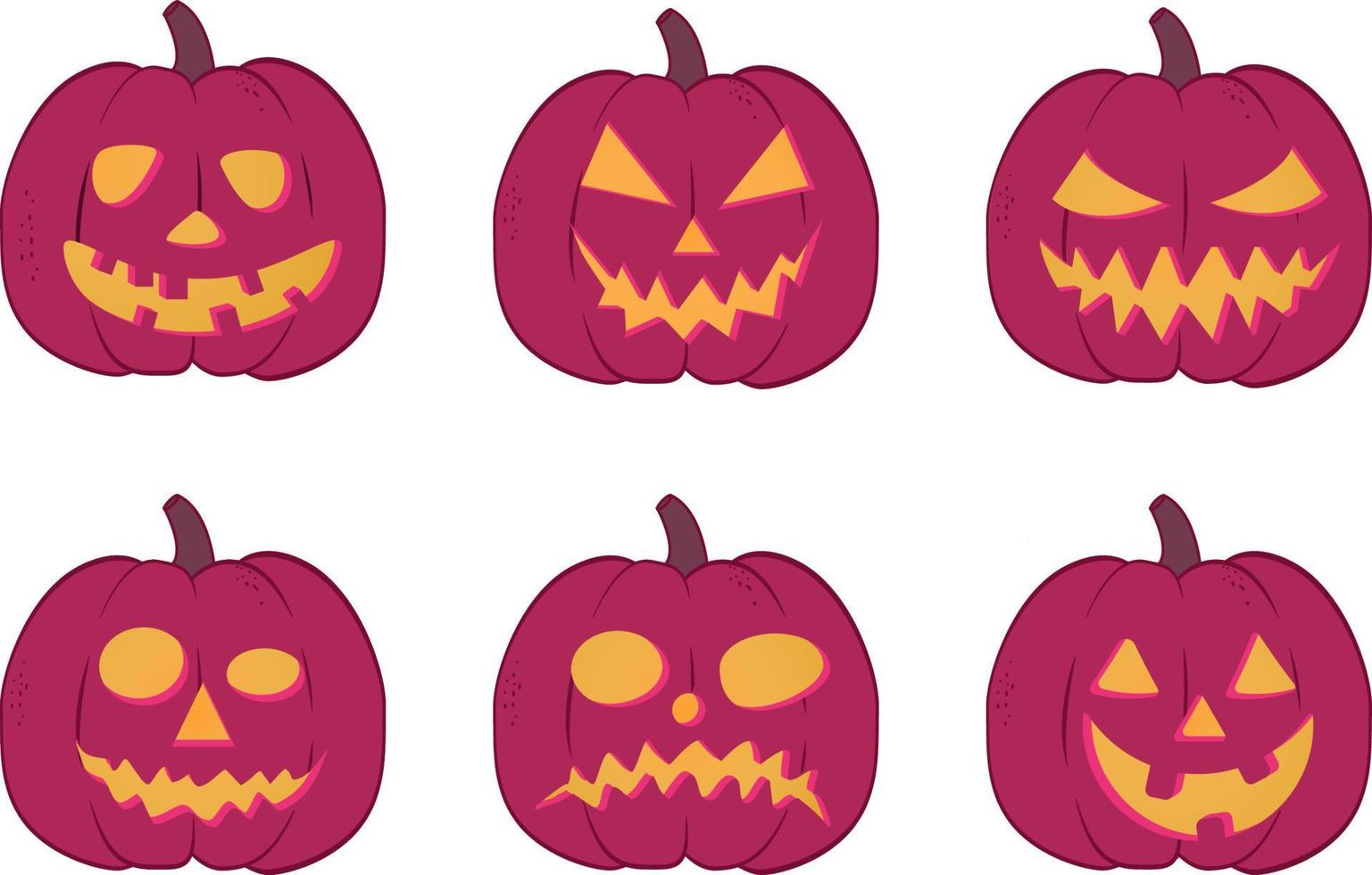 Pink Halloween pumpkins vector