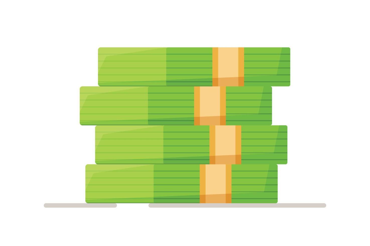 Vector illustration of an isolated stack of dollars. Earnings and income for the family. Collecting money for a dream.