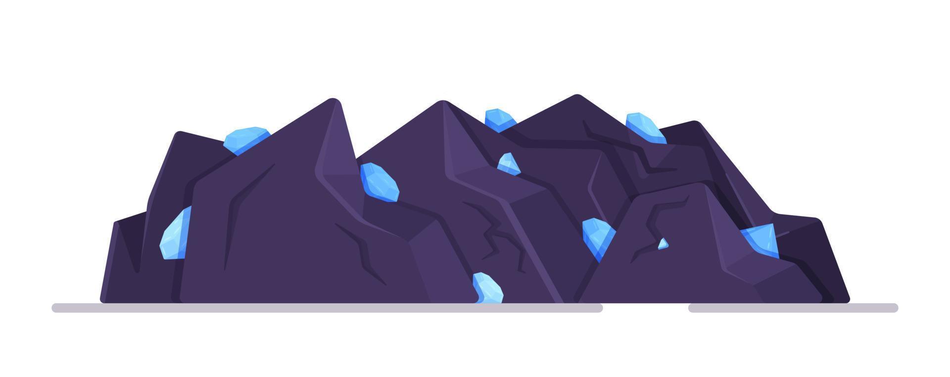 montaña de diamantes en la tierra y carbones. vector