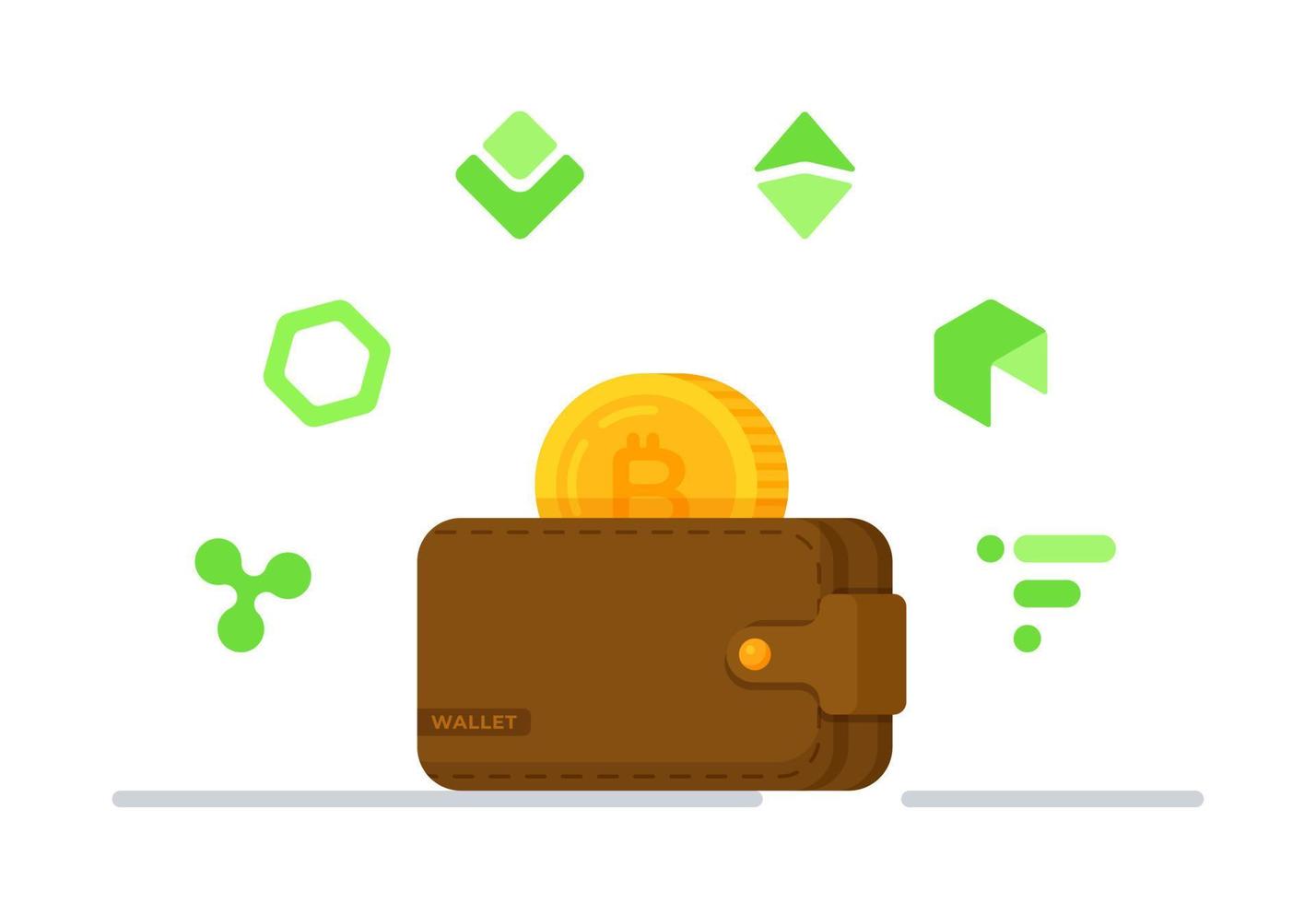 Vector illustration of crypto concept. Icons of different cryptocurrencies.