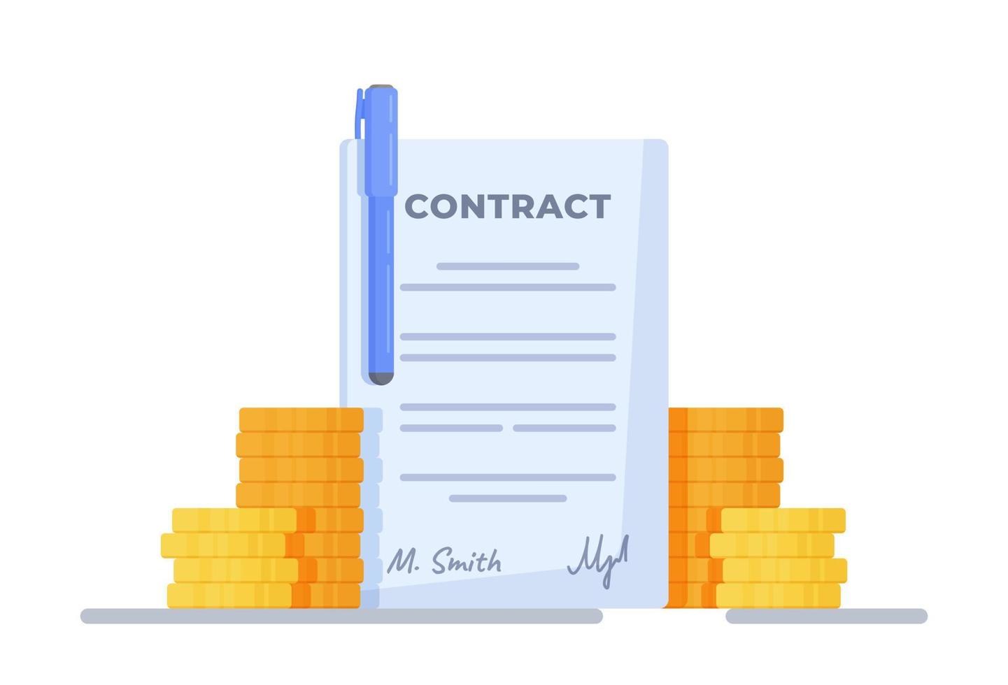 Vector illustration of business contract. Concept of a business agreement.