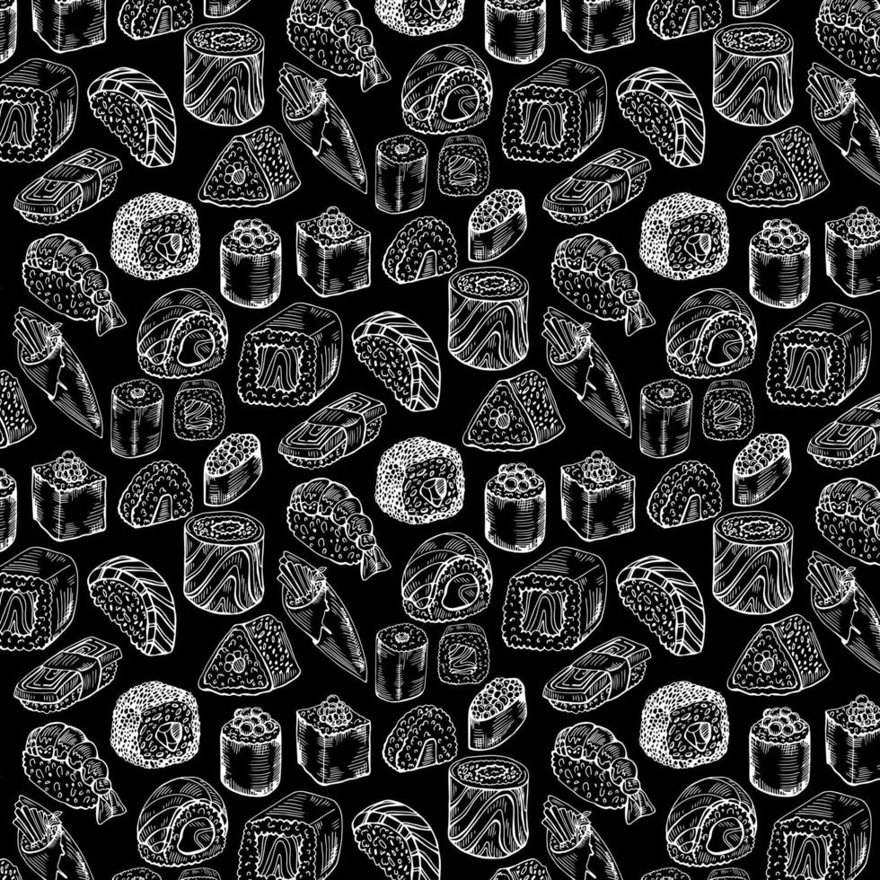 Seamless pattern with japanese food sushi vector