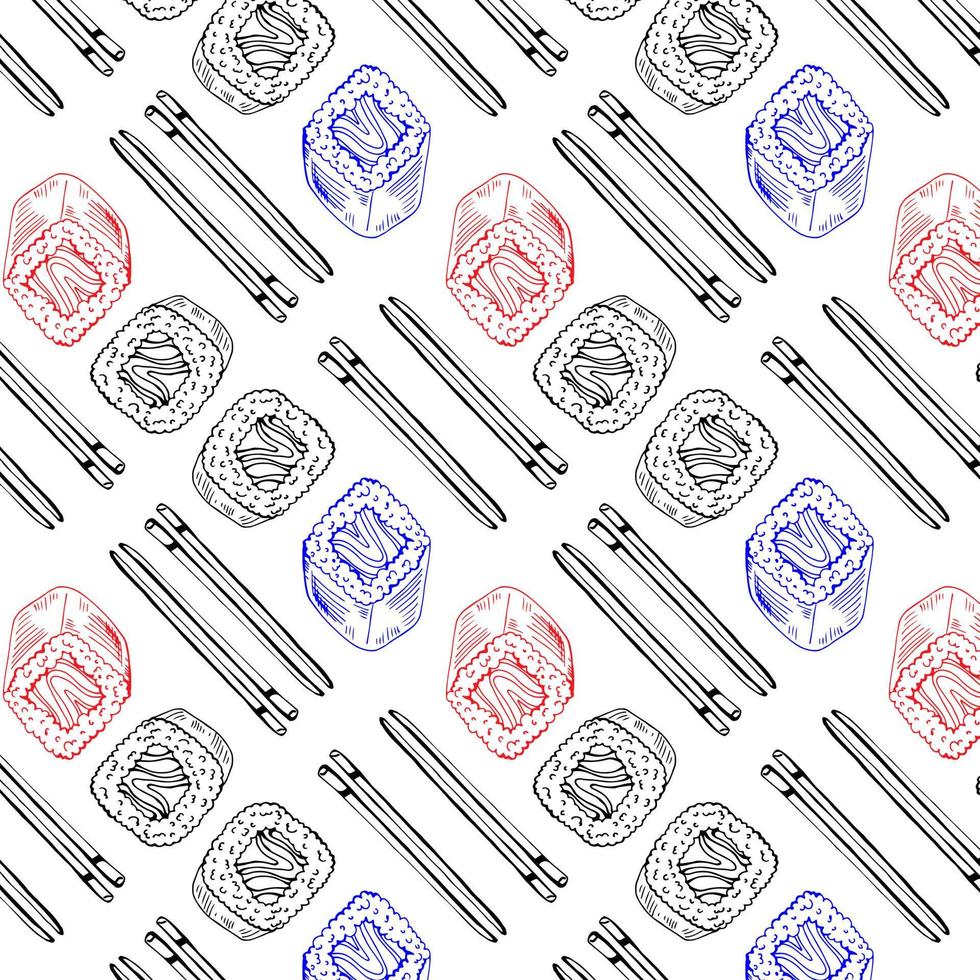 Seamless pattern with japanese food sushi vector