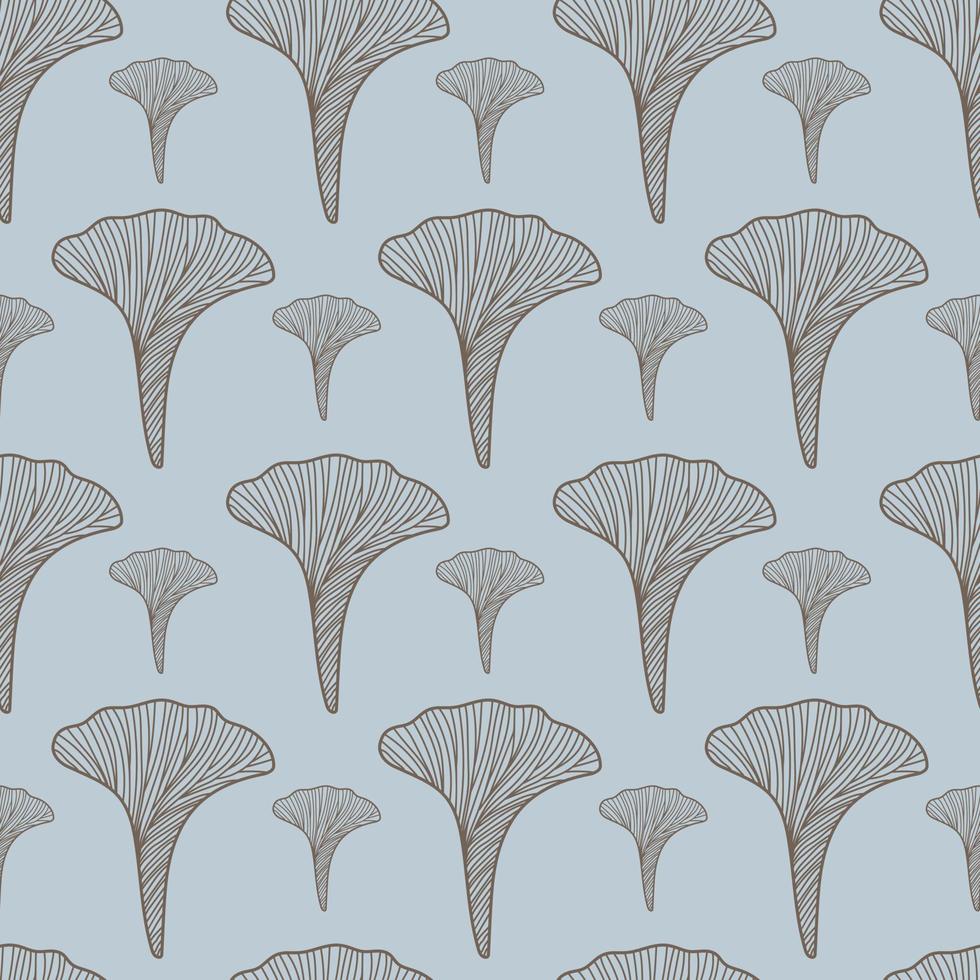 Floral seamless pattern with ginkgo leaf. Botanical fabric print template. Vector outline hand drawn illustration.