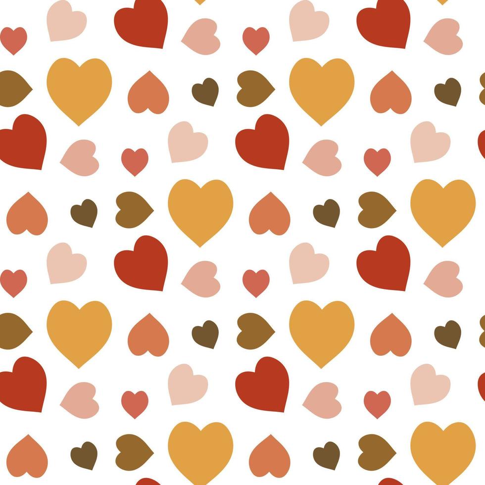 patrón impecable con corazones amarillos rosados, naranjas, rojos y cálidos sobre fondo blanco. imagen vectorial vector