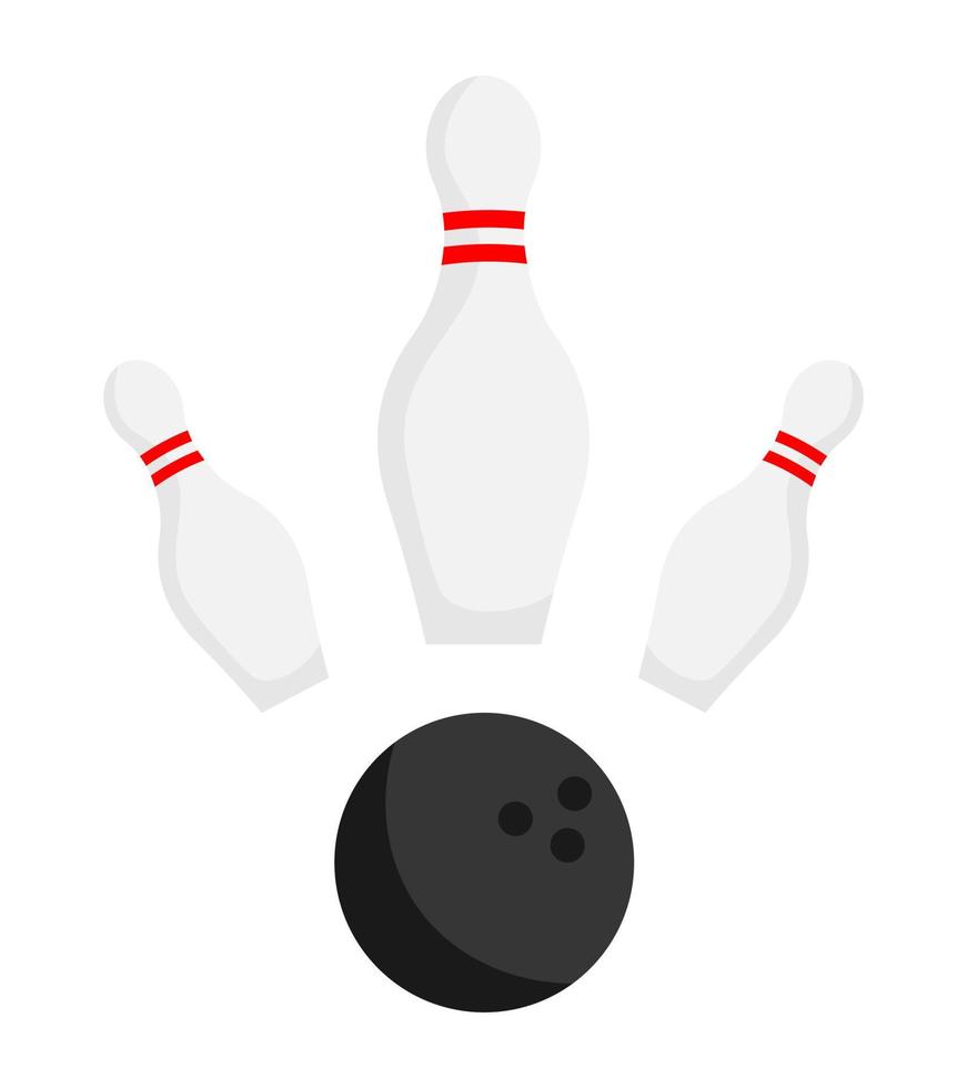 bola de bolos deportivos y bolos aislados en un conjunto de iconos vectoriales de fondo blanco. equipo de juego de dibujos animados doodle divertido juego. vector